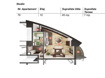 Apartament de 1 camera, 45 mp., zona Calea Floresti