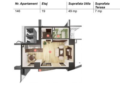 Apartament de 1 camera, 49 mp., zona Calea Floresti